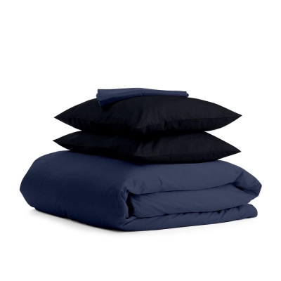 Полуторна постільна білизна сатин DARK BLUE CS8