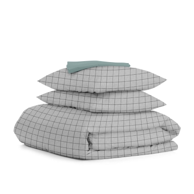 Євро постільна білизна з простирадлом на резинці GREY GEOMETRY CS5