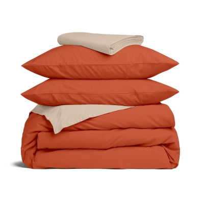 Двоспальна постільна білизна з простирадлом на резинці RUST CS15