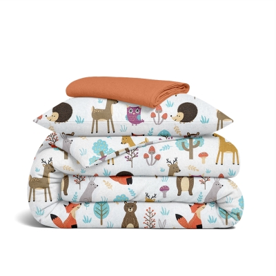 Дитяча постільна білизна фланель в ліжечко ANIMALS MUSHROOMS