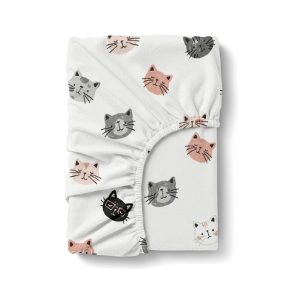 Простирадло на резинці фланель 90х200 PLAYFUL CATS