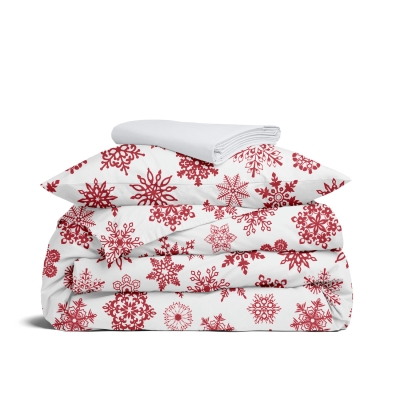 Підліткова постільна білизна фланель з простирадлом на резинці SNOWFLAKES CS9