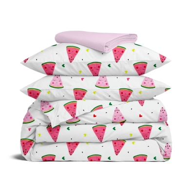 Двоспальна постільна білизна з простирадлом на резинці HAPPY WATERMELON CS1