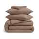 Полуторна постільна білизна муслін з простирадлом на резинці BROWN