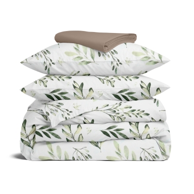 Євро постільна білизна з простирадлом на резинці OLIVE MOOD CS3