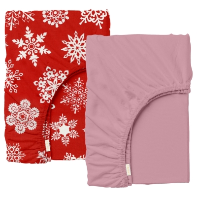 Набір простирадло на резинці 200х200 SNOW RED LILAC