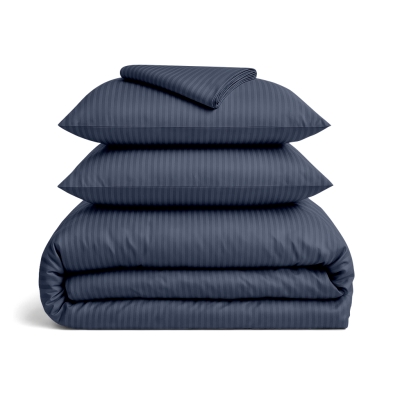 Двоспальна постільна білизна сатин з простирадлом на резинці DENIM CS1