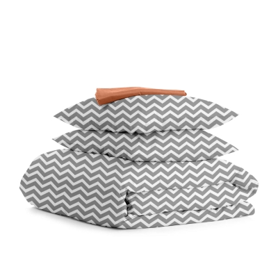 Євро постільна білизна з простирадлом на резинці GREY ZIGZAG