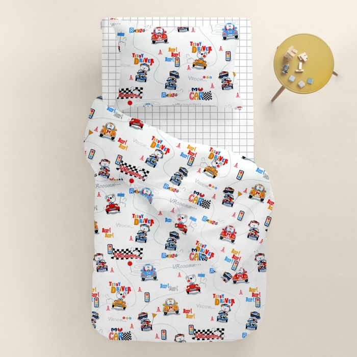 Підліткова постільна білизна з простирадлом на резинці TEDDY DRIVER CS2