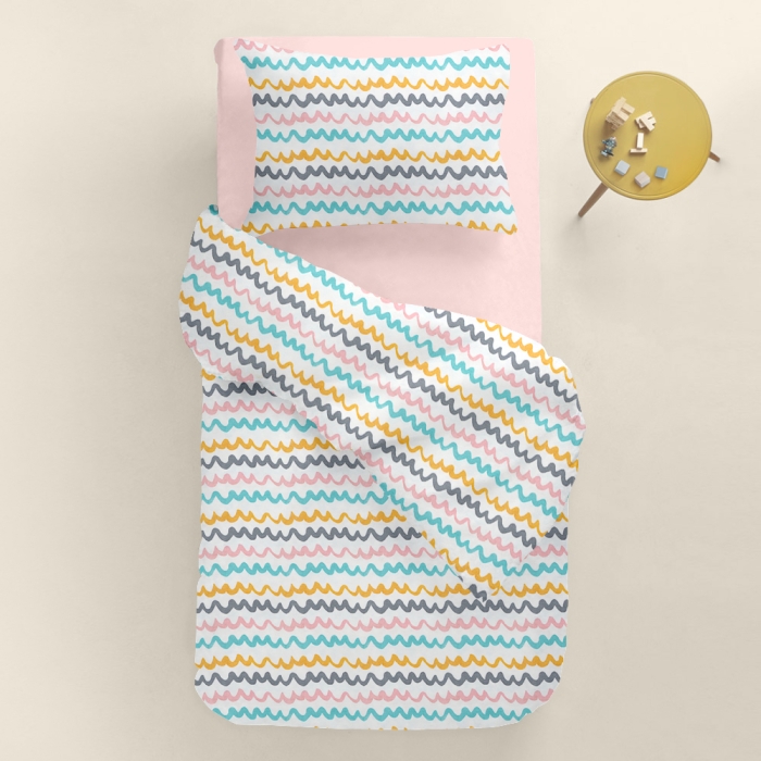 Підліткова постільна білизна з простирадлом на резинці WAVY LINES CS4