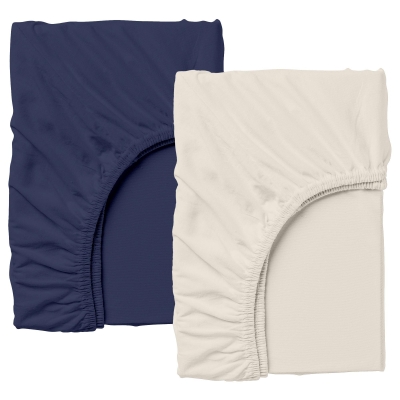 Набір простирадло на резинці 140х200 BEIGE / DARK BLUE