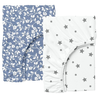 Набір простирадло на резинці 140х200 FLOWERS / GREY STARS