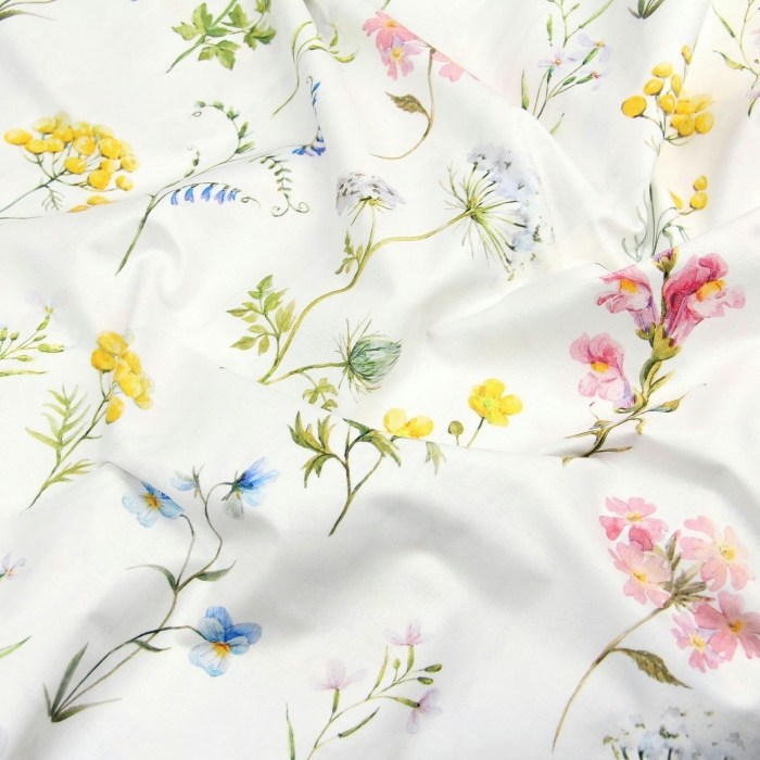 Двоспальна постільна білизна з простирадлом на резинці BOTANIC FLOWERS CS1