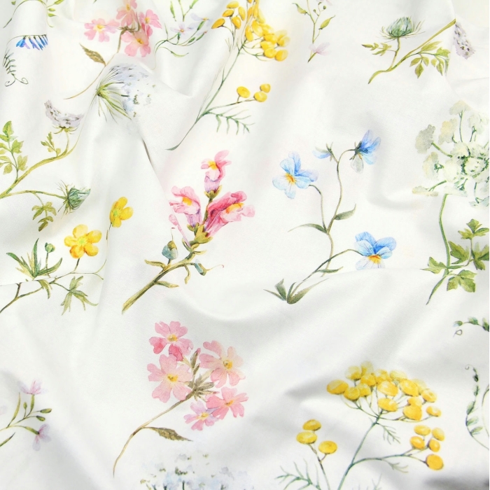 Двоспальна постільна білизна з простирадлом на резинці BOTANIC FLOWERS CS1