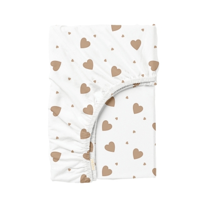 Простирадло на резинці в дитяче ліжечко 60х120 BEIGE HEARTS