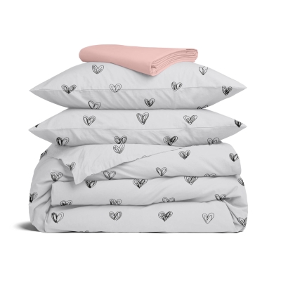 Сімейна постільна білизна з простирадлом на резинці CALM LOVE CS1