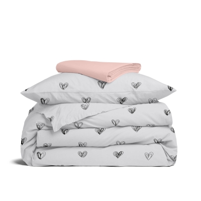 Підліткова постільна білизна з простирадлом на резинці CALM LOVE CS4