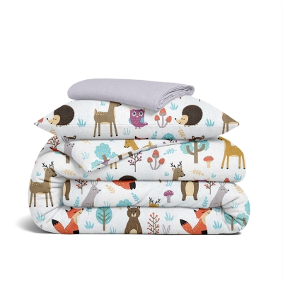 Дитяча постільна білизна фланель в ліжечко ANIMALS MUSHROOMS CS1