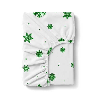 Простирадло на резинці фланель 100х200 SNOWFLAKES EVERGREEN