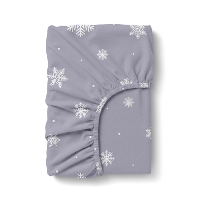 Простирадло на резинці фланель 200х220 SNOWFLAKES SILVER