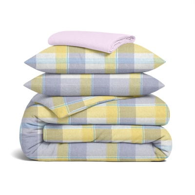 Полуторна постільна білизна фланель з простирадлом на резинці SUNRISE TARTAN