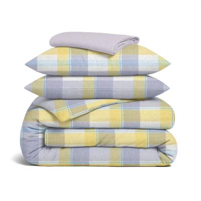 Сімейний комплект фланель з простирадлом на резинці SUNRISE TARTAN CS5