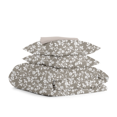 Двоспальна постільна білизна з простирадлом на резинці BEIGE FLOWERS CS1