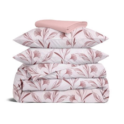 Сімейна постільна білизна з простирадлом на резинці PASTEL FLOWERS CS2