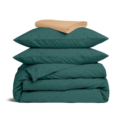 Двоспальна постільна білизна з простирадлом на резинці PETROL CS5