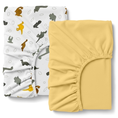 Набір простирадло на резинці в дитяче ліжечко 60х120 фланель DINO WORLD