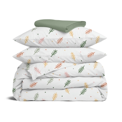 Сімейна постільна білизна з простирадлом на резинці SUMMER BRANCHES CS3