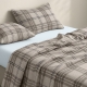 Двоспальна постільна білизна фланель з простирадлом на резинці SAND TARTAN