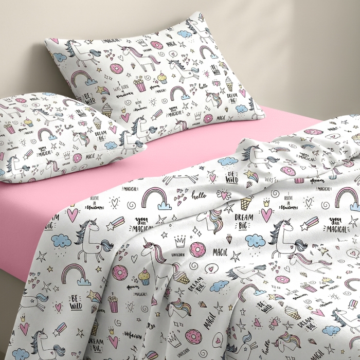 Дитяча постільна білизна фланель в ліжечко UNICORN & SWEET CS3
