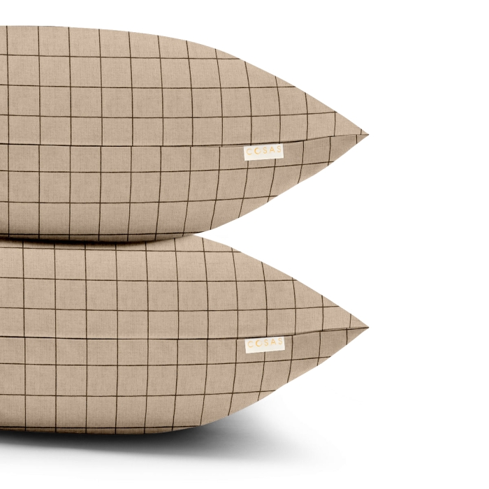 Двоспальна постільна білизна з простирадлом на резинці BEIGE GEOMETRY CS18