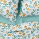 Двоспальна постільна білизна з простирадлом на резинці MINT FLOWERS CS4