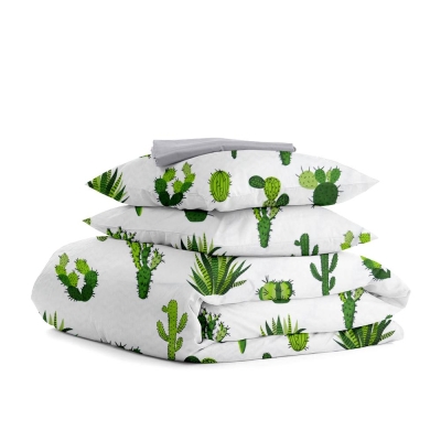 Полуторна постільна білизна з простирадлом на резинці CACTUS