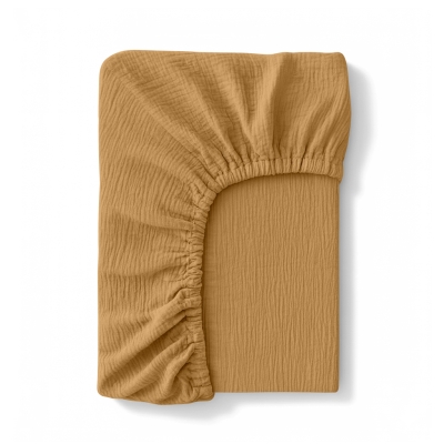 Простирадло на резинці муслін 200x200 MUSTARD
