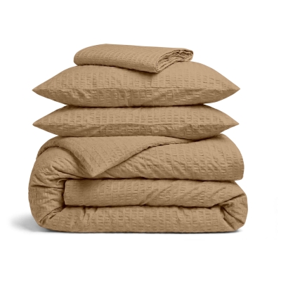 Євро постільна білизна з текстурованої бавовни з простирадлом на резинці RUM