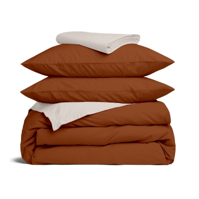 Двоспальна постільна білизна з простирадлом на резинці СINNAMON CS6