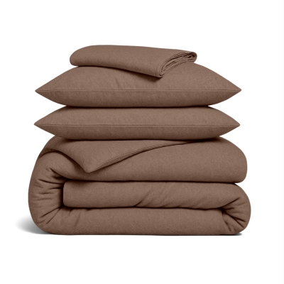 Євро постільна білизна фланель з простирадлом на резинці LATTE CS1