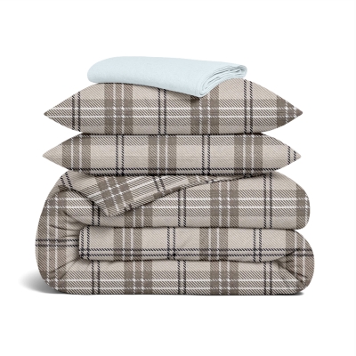 Сімейний комплект фланель з простирадлом на резинці SAND TARTAN