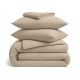 Сімейна преміум постільна білизна муслін з простирадлом на резинці BEIGE CS1