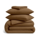 Сімейна преміум постільна білизна муслін з простирадлом на резинці COCOA BROWN