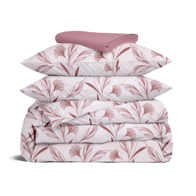 Сімейна постільна білизна з простирадлом на резинці PASTEL FLOWERS CS3