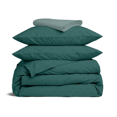 Сімейна постільна білизна з простирадлом на резинці PETROL CS4