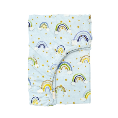 Простирадло на резинці в дитяче ліжечко 60х120 RAINBOW STAR BLUE