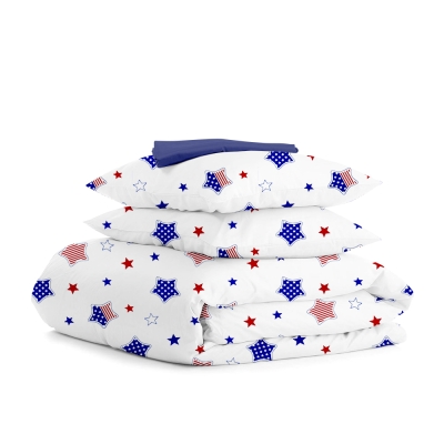 Двоспальна постільна білизна з простирадлом на резинці STAR AMERICA DARK BLUE