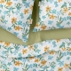 Двоспальна постільна білизна з простирадлом на резинці MINT FLOWERS CS5