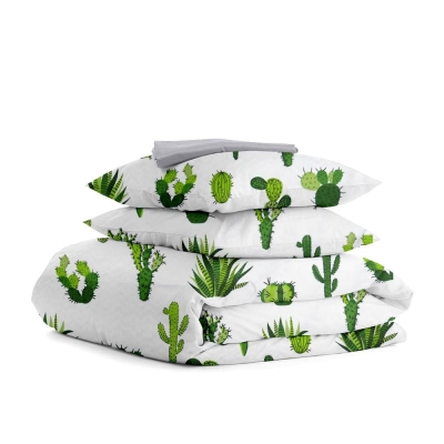 Сімейна постільна білизна з простирадлом на резинці CACTUS