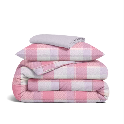 Підліткова постільна білизна фланель з простирадлом на резинці AMETHYST TARTAN CS3